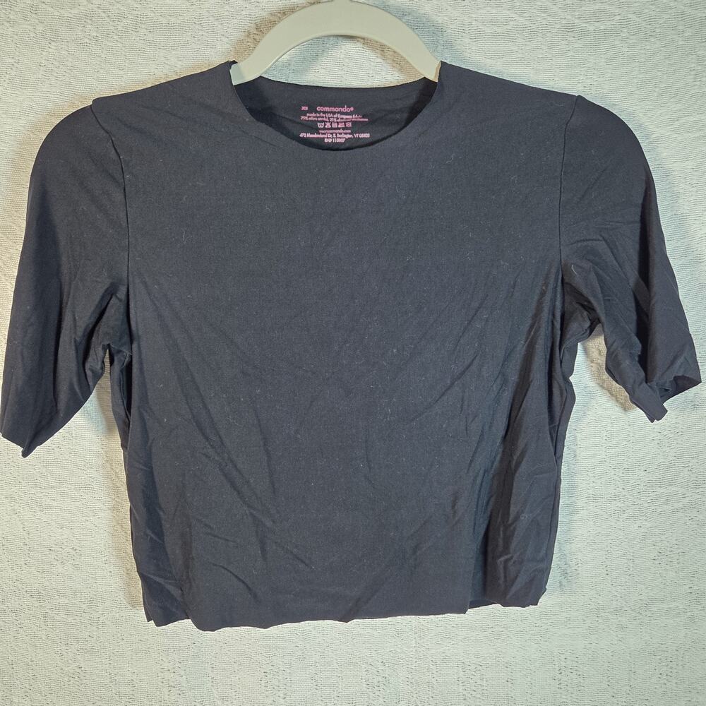 Commando Black Crop Top Womens XS Short Sleeve Modal Stretch Minimalist Tee‎